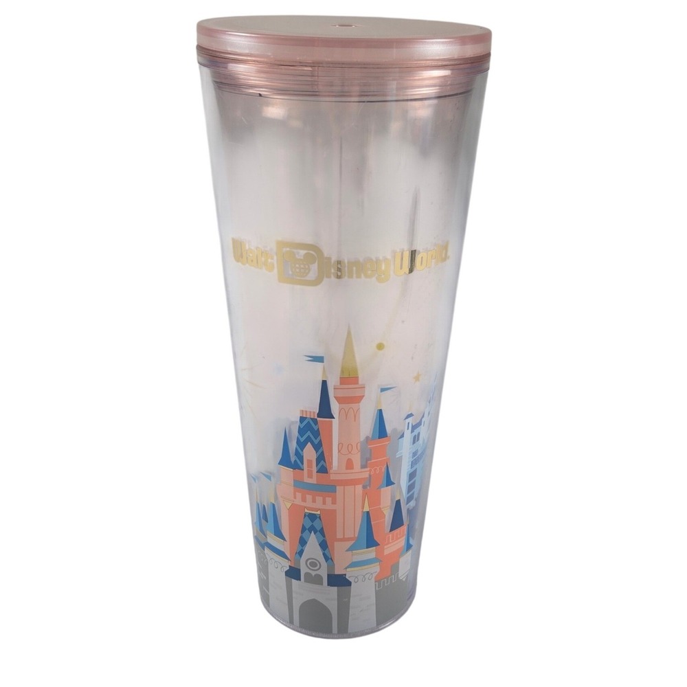 Starbucks Walt Disney World 24oz Cold Cup Tumbler Cinderella Castle Pink 2024